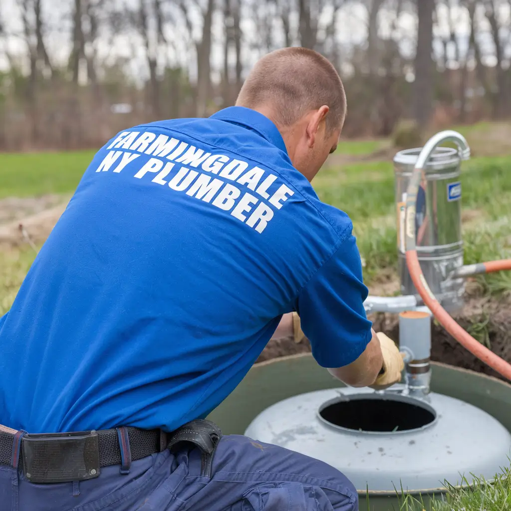 Plumber Farmingdale ny doing septic tank repair